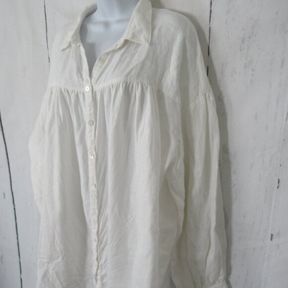The Fated Top 10 L XL Off White Linen Oversized Flowy Lagenlook Minimalist - Picture 3 of 9